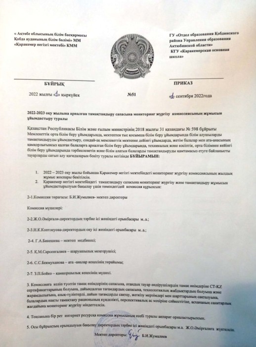 МОНИТОРИНГ БҰЙРЫҚ ҚАРАКЕМЕР