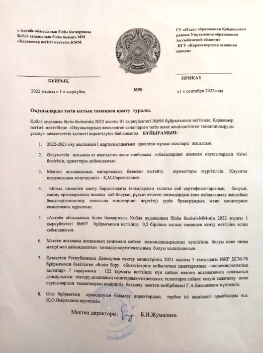 ЫСТЫҚ ТАМАҚ БҰЙРЫҚ ҚАРАКЕМЕР